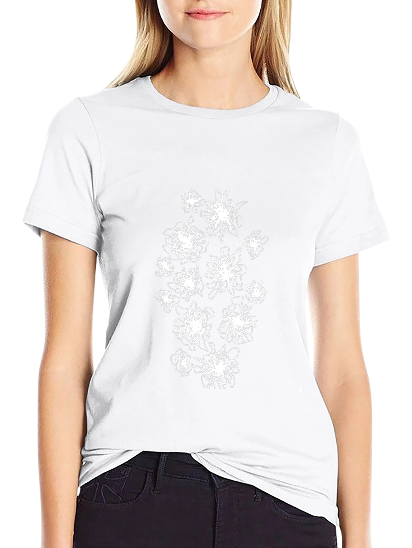 Abstract Floral Print Black T-Shirt