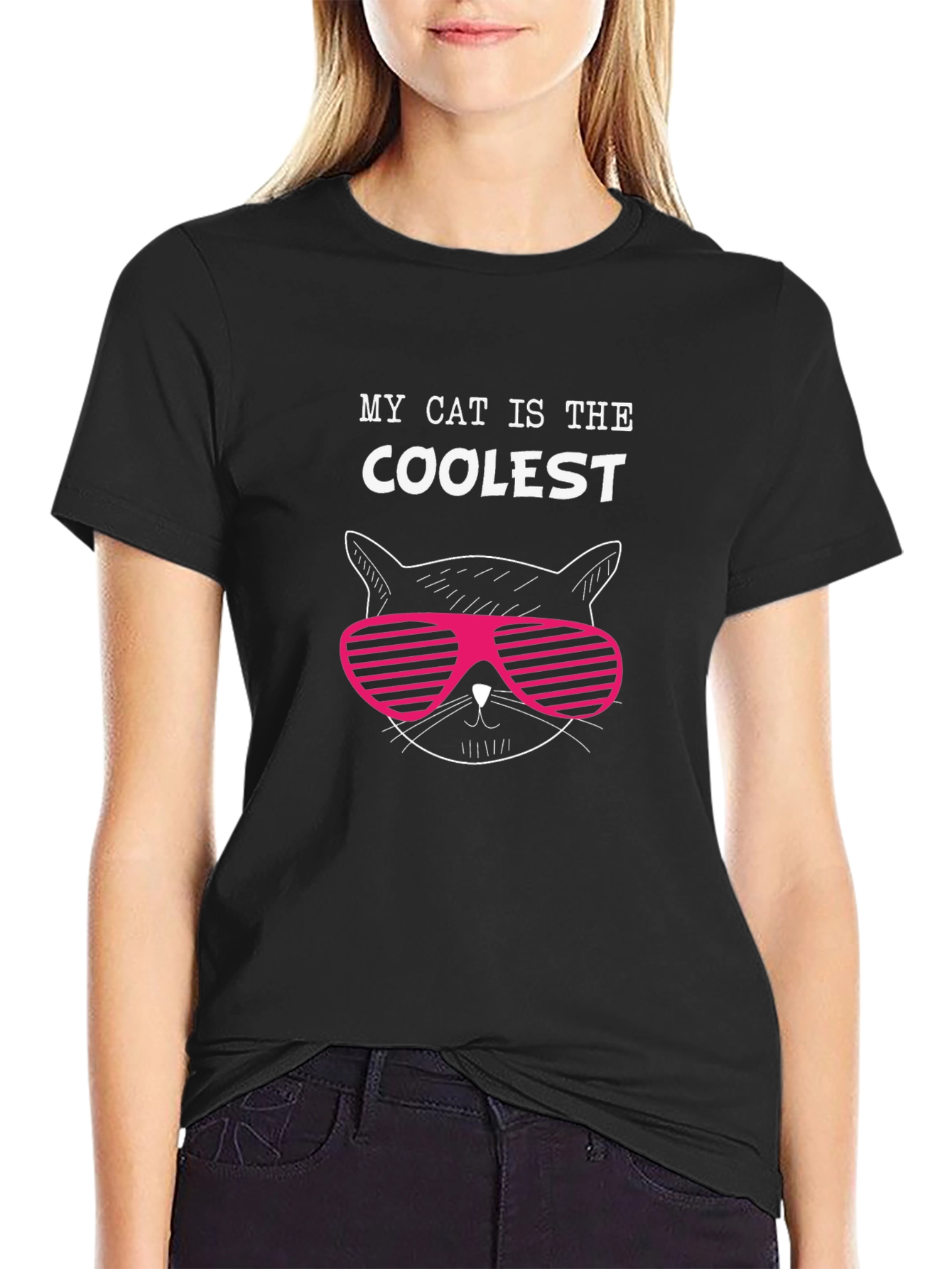 Cool Cat Graphic Tee - Black