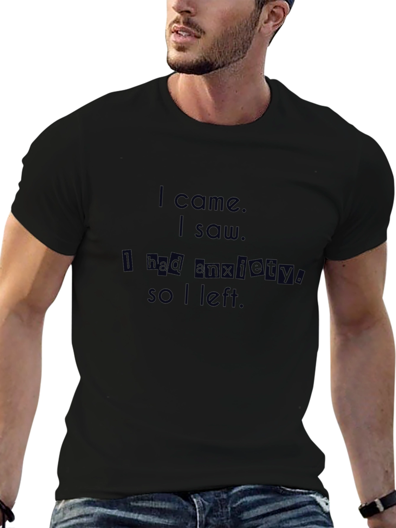 Anxiety T-Shirt - Black Cotton Tee with Slogan
