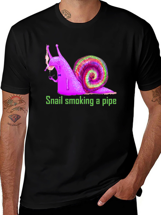 Snail Smoking Pipe T-Shirt Fun Design Tee