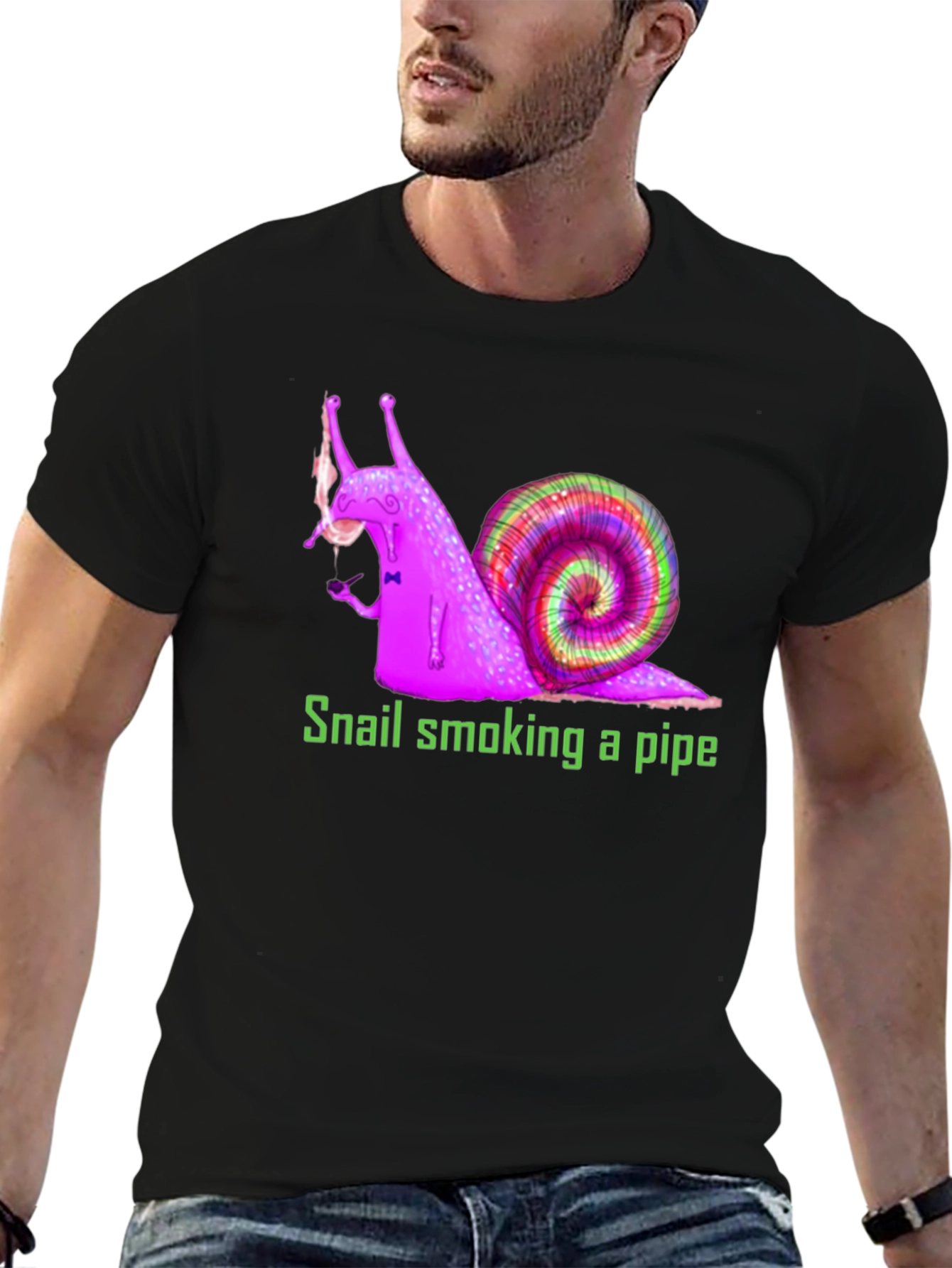 Snail Smoking Pipe T-Shirt Fun Design Tee