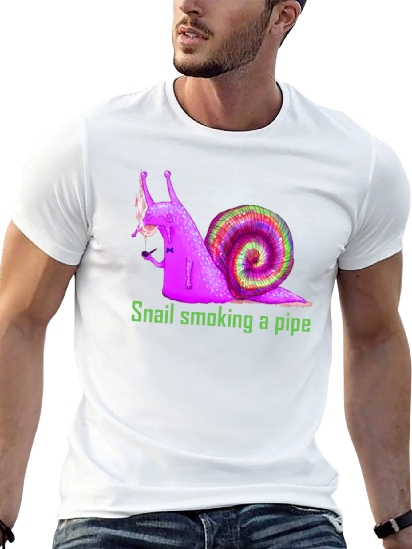 Snail Smoking Pipe T-Shirt Fun Design Tee