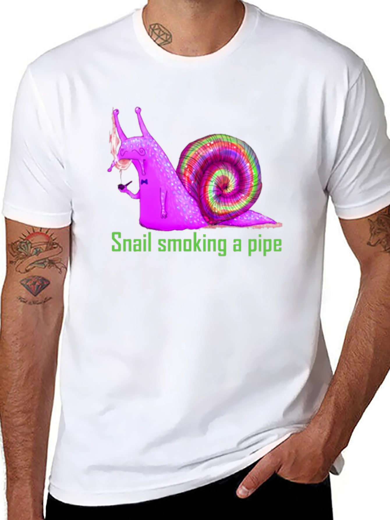 Snail Smoking Pipe T-Shirt Fun Design Tee