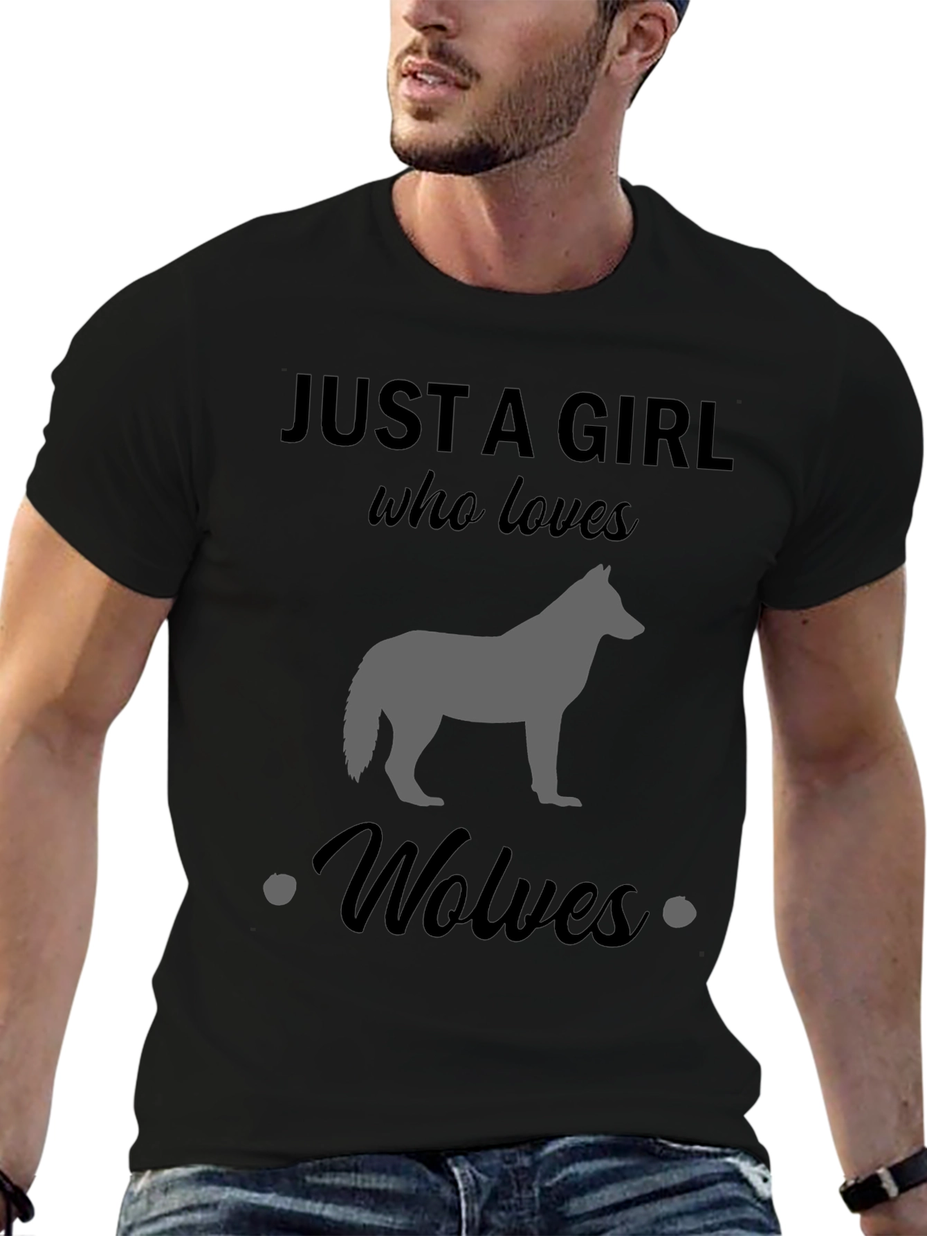 Just A Girl Who Loves Wolves Black T-Shirt