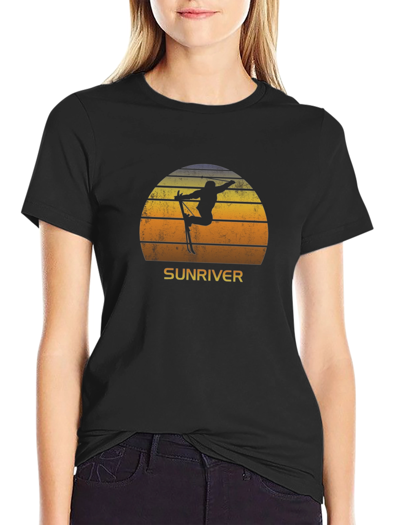 Sunriver Skiing Sunset T-Shirt