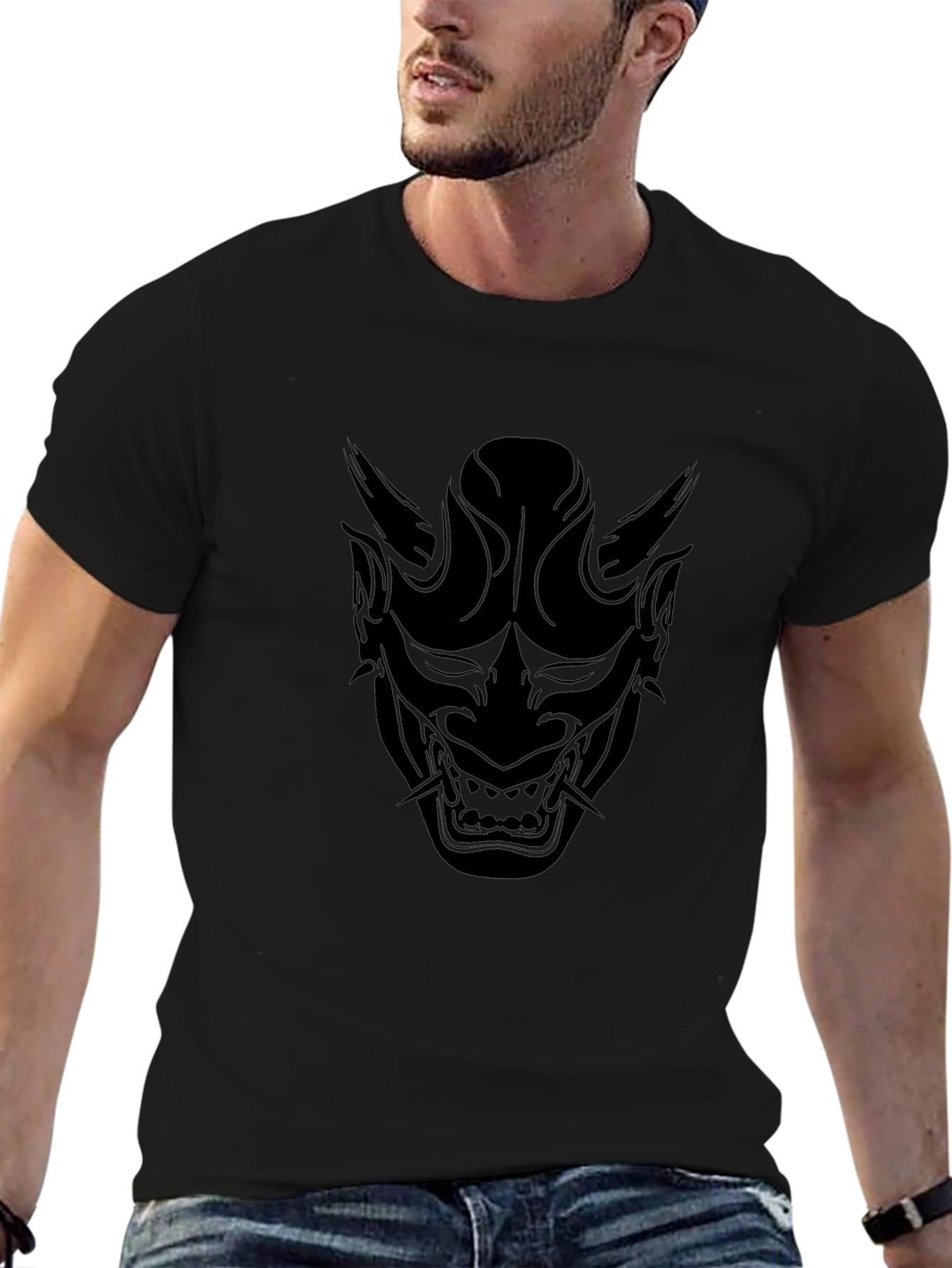 Black Oni Mask Graphic Tee