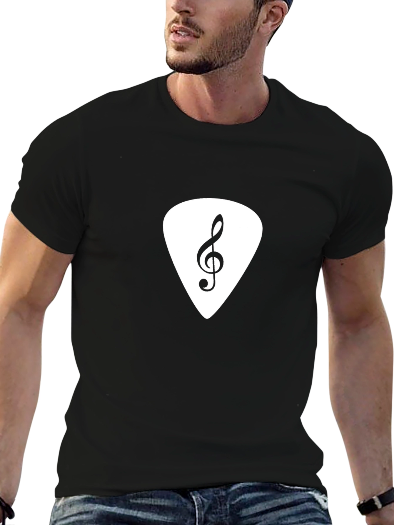 Treble Clef Guitar Pick Graphic Tee - Music Lover