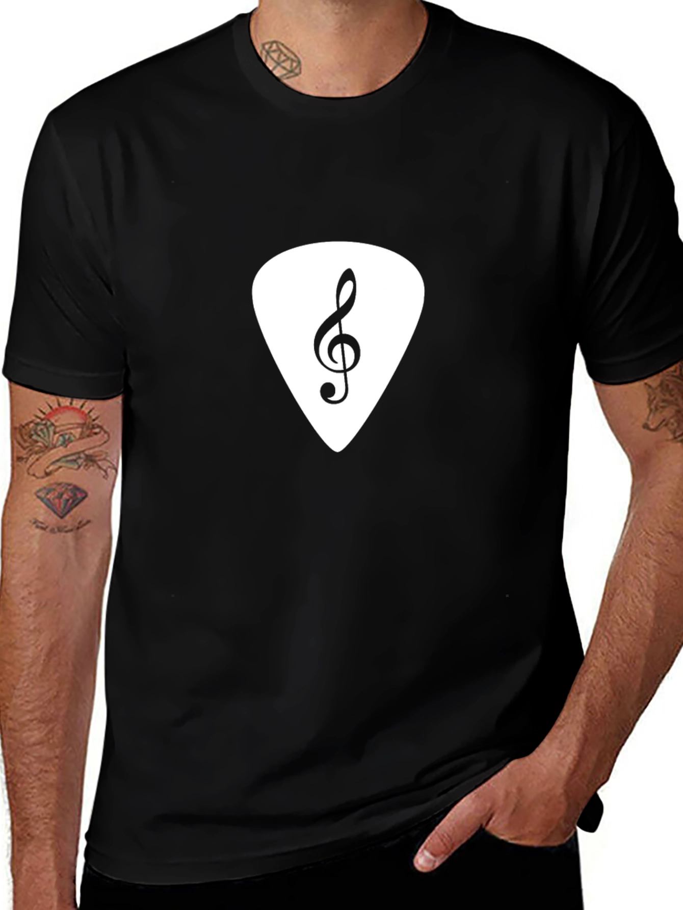 Treble Clef Guitar Pick Graphic Tee - Music Lover