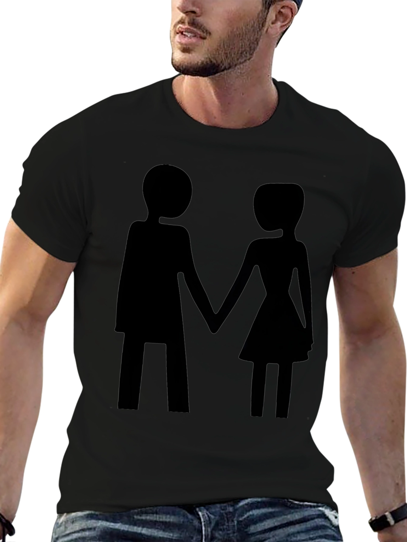 Couple Holding Hands Graphic Black Tee