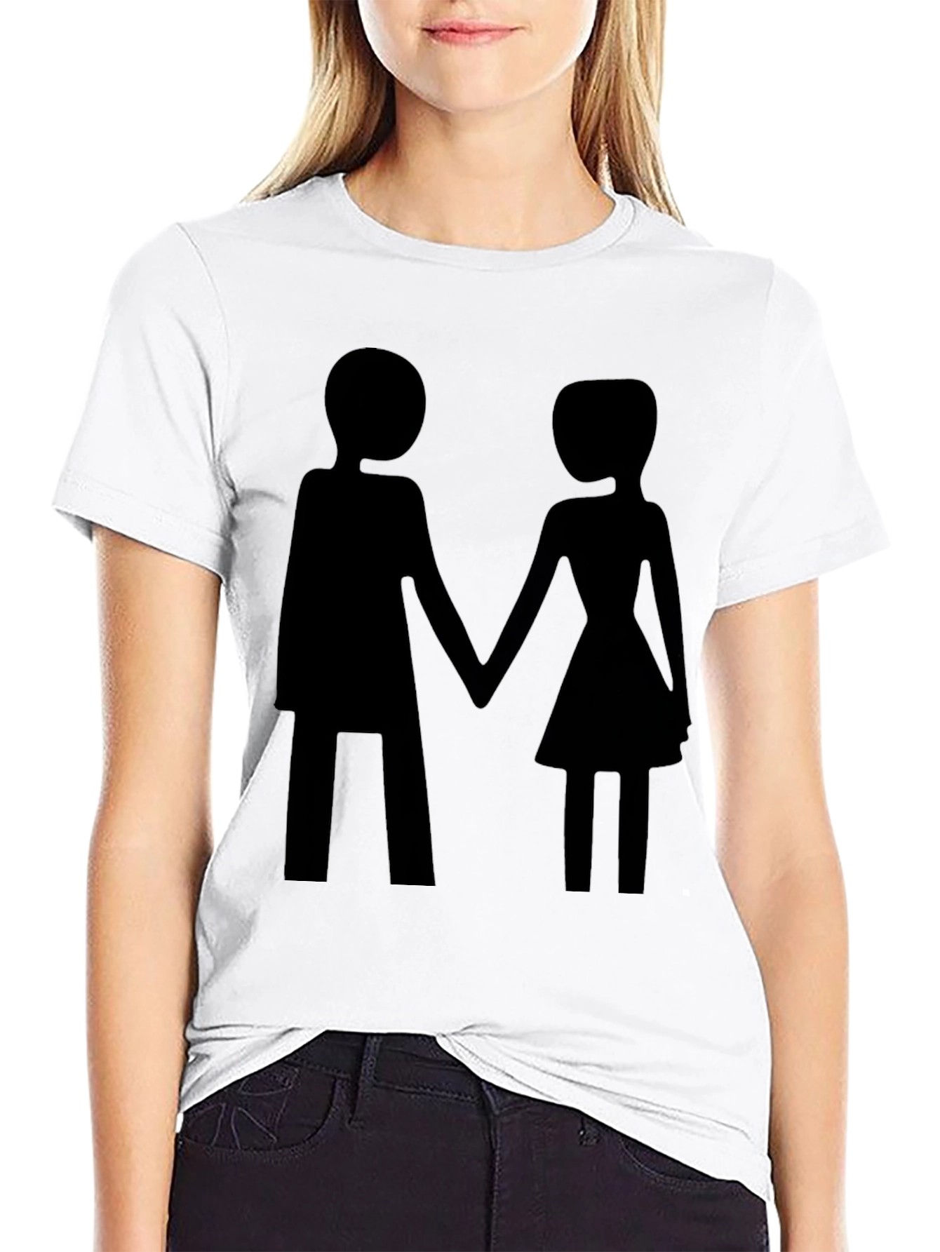Couple Holding Hands Graphic Black Tee