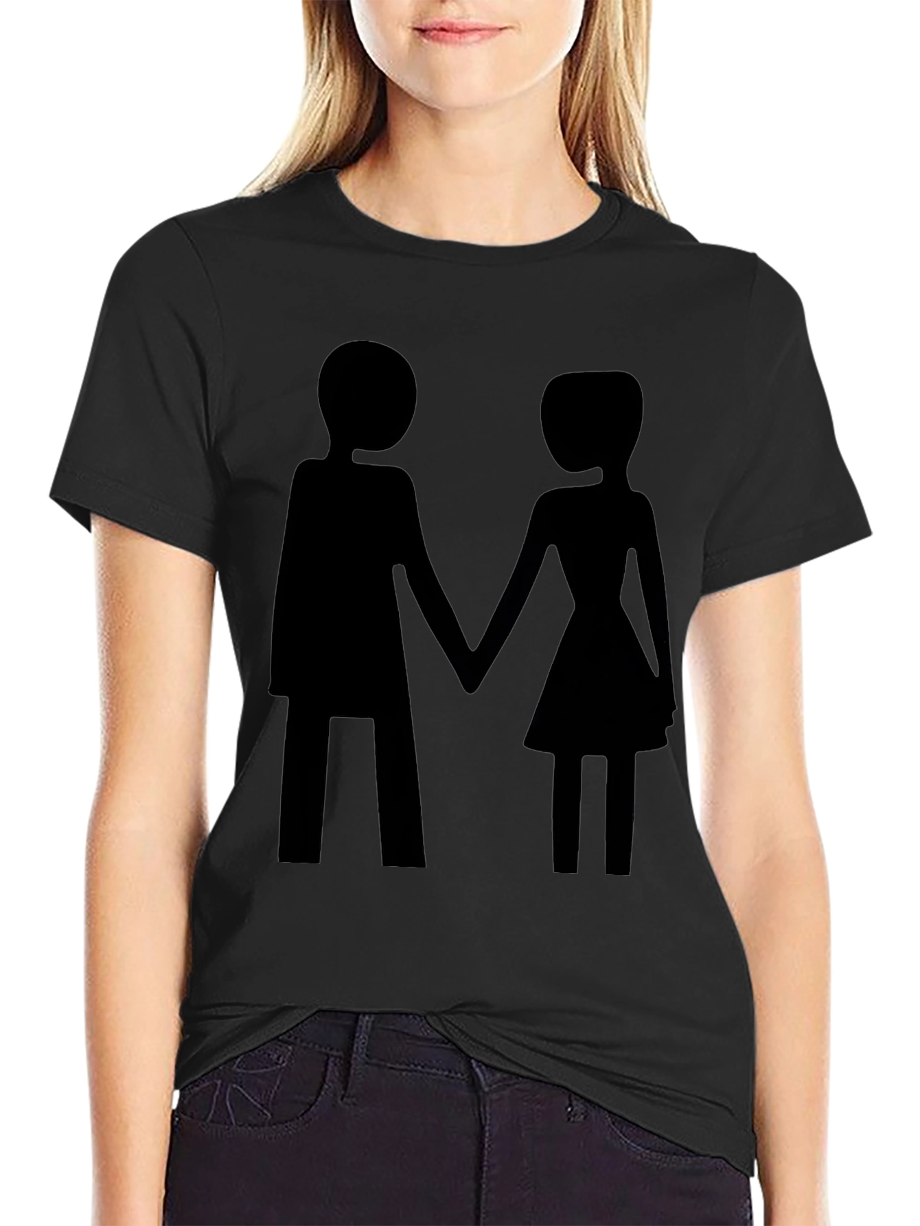 Couple Holding Hands Graphic Black Tee
