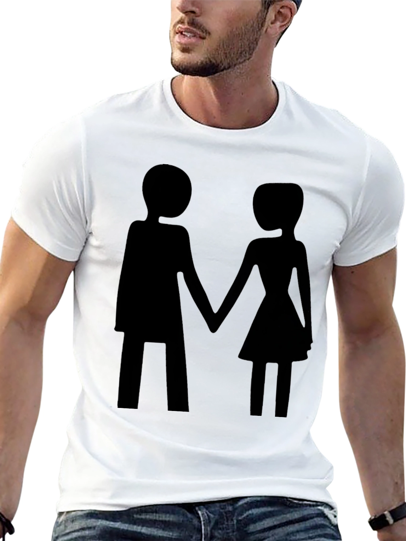 Couple Holding Hands Graphic Black Tee