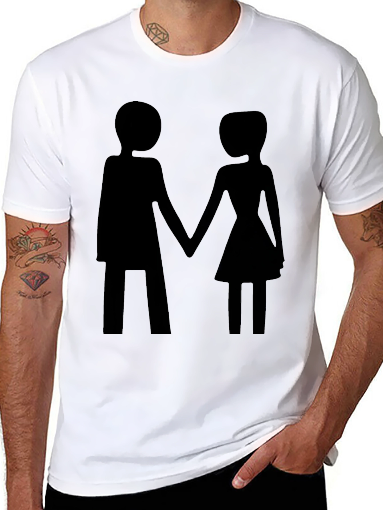 Couple Holding Hands Graphic Black Tee