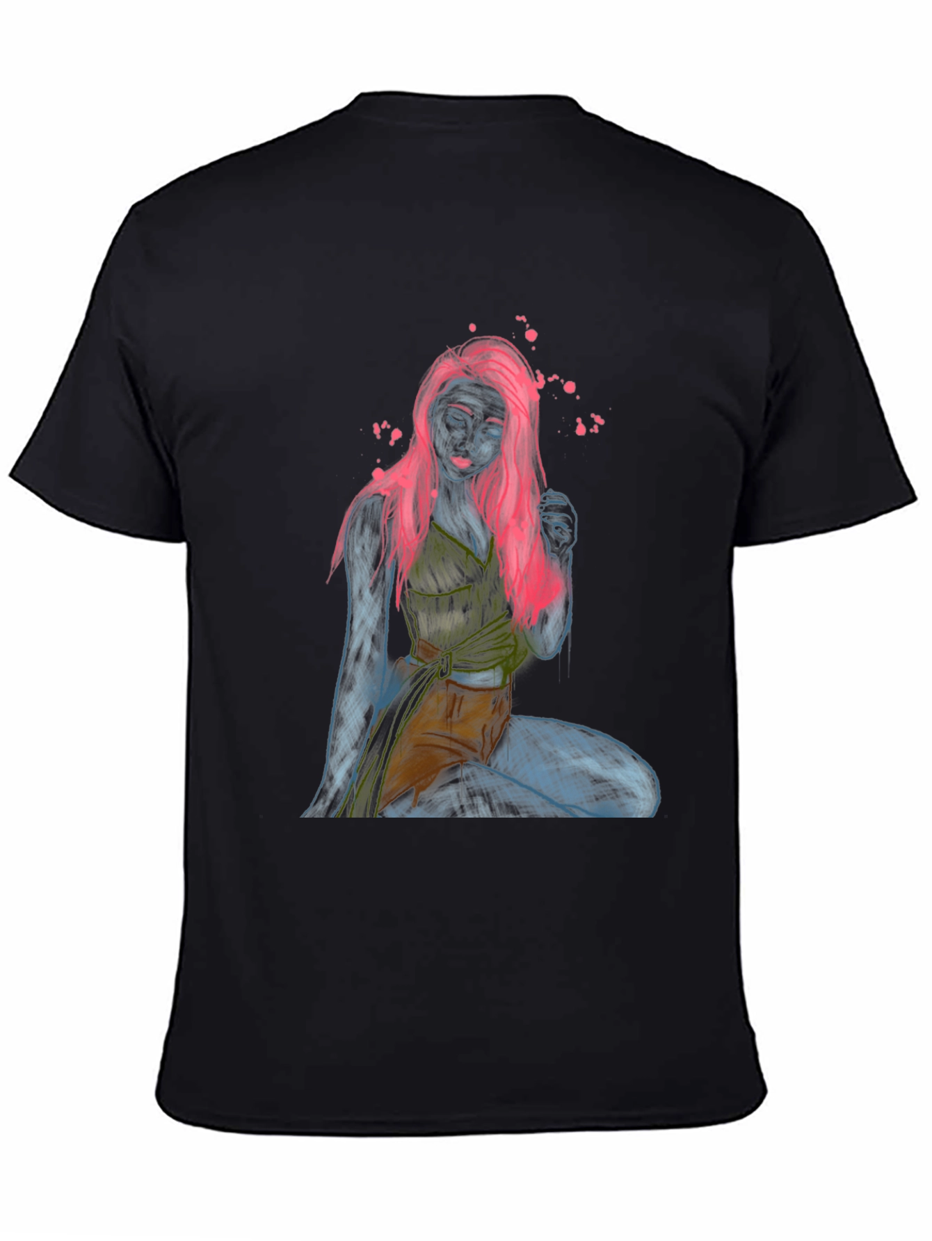 Unique Graphic T-Shirt: Neon Sketch Woman Design