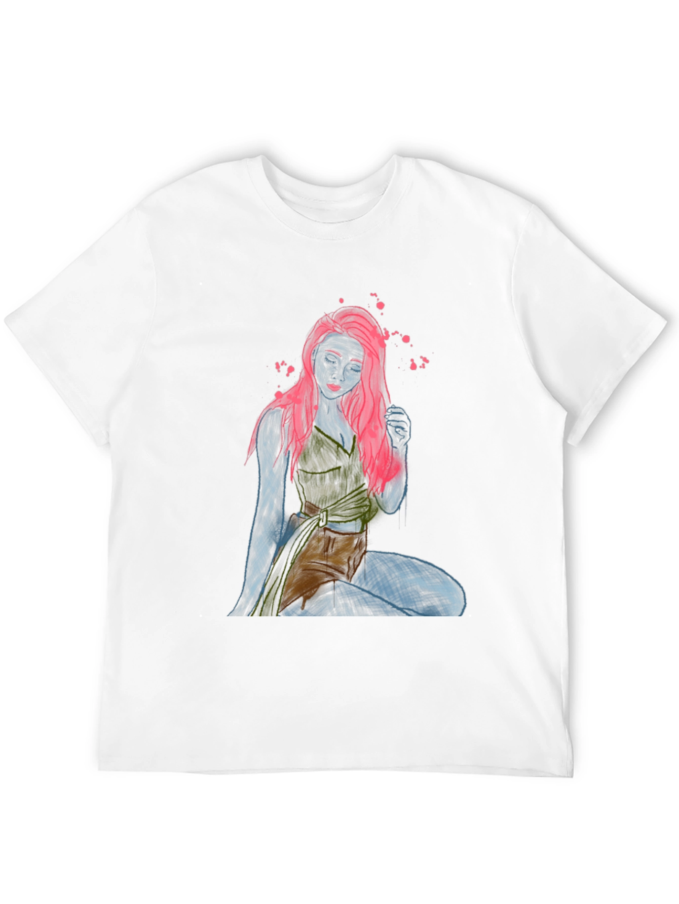 Unique Graphic T-Shirt: Neon Sketch Woman Design