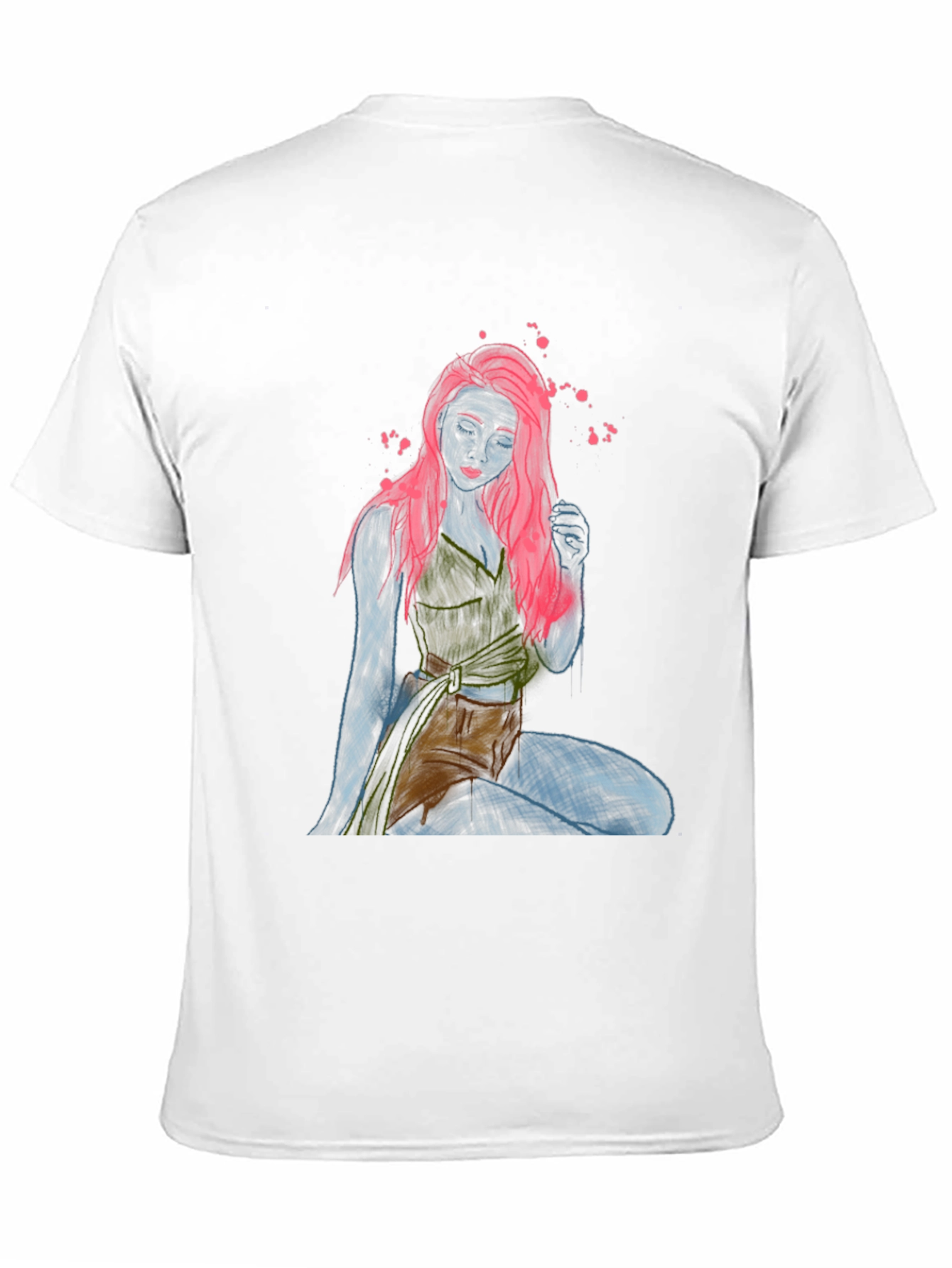 Unique Graphic T-Shirt: Neon Sketch Woman Design