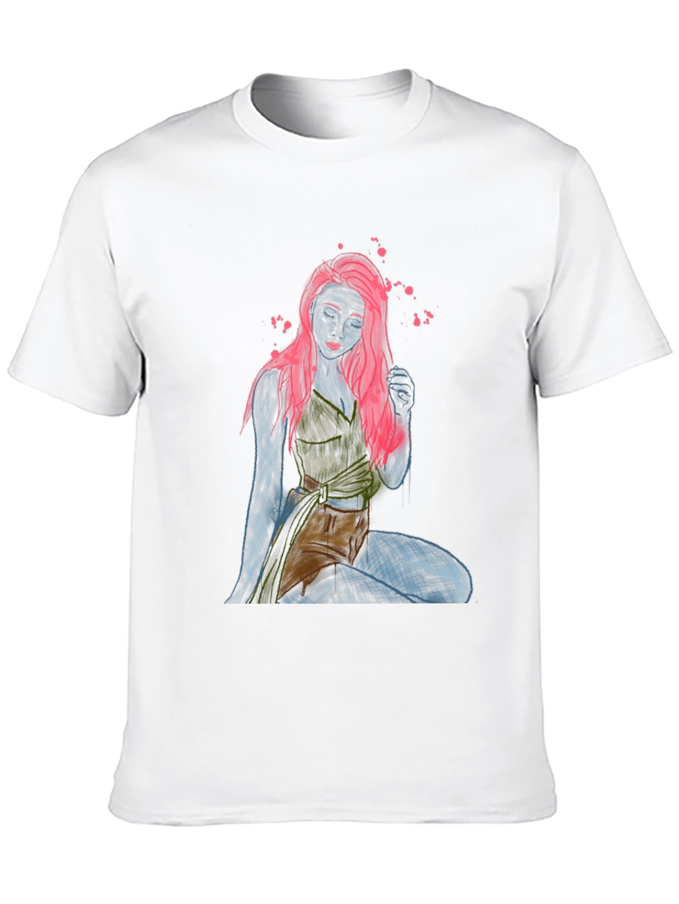 Unique Graphic T-Shirt: Neon Sketch Woman Design