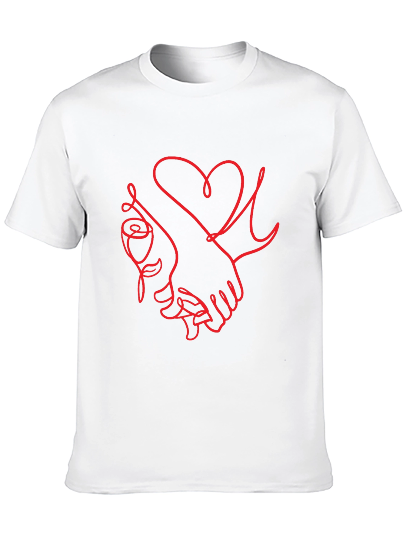 Heart & Rose Line Art Graphic Tee - Black