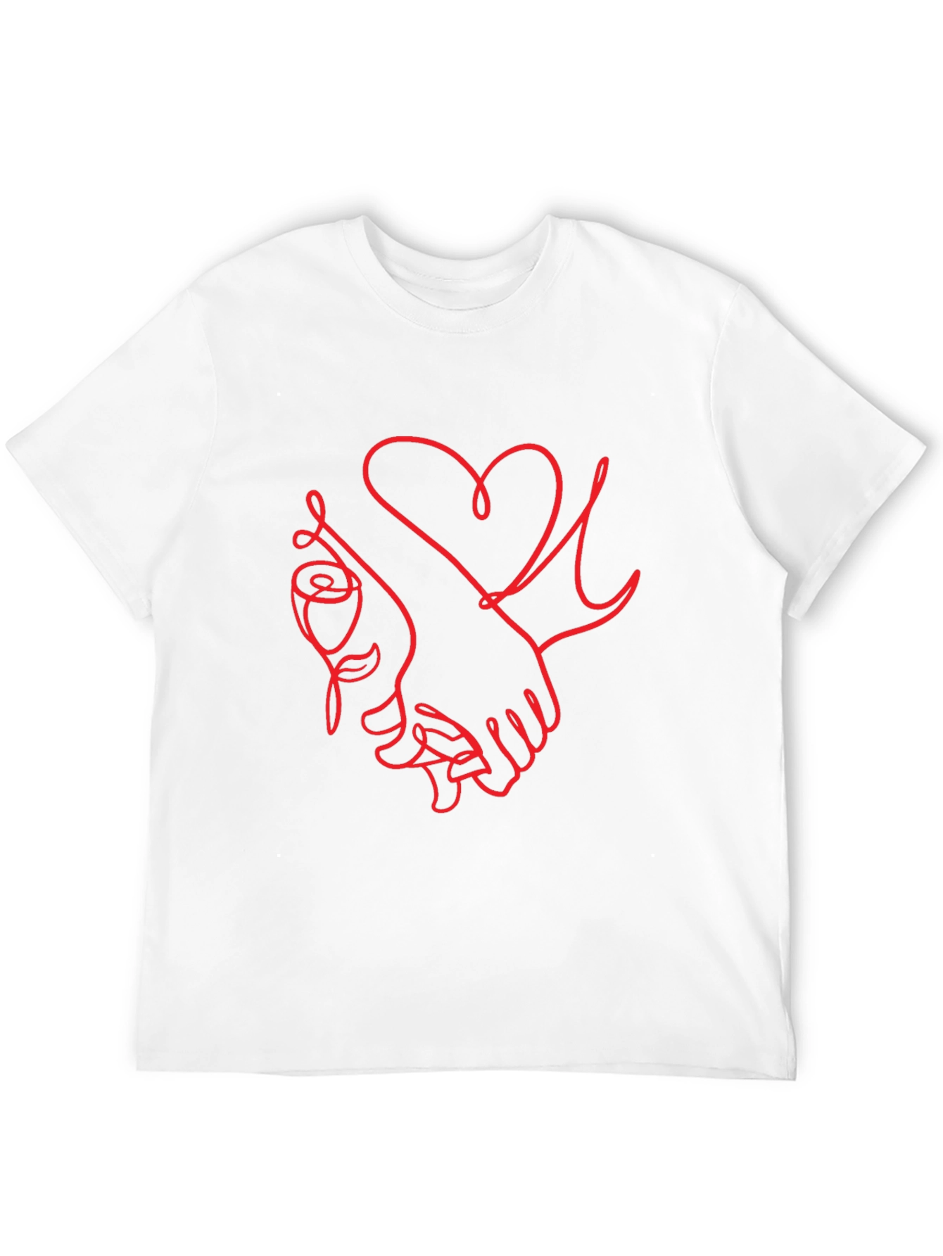 Heart & Rose Line Art Graphic Tee - Black