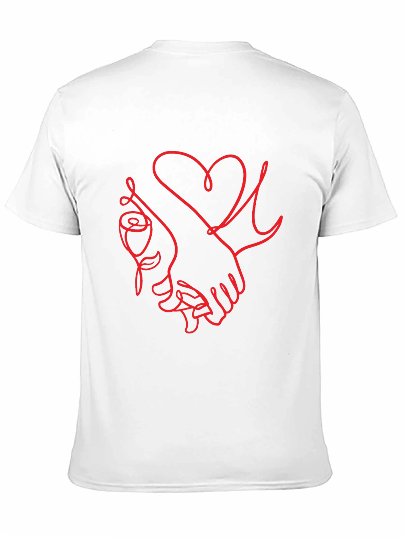 Heart & Rose Line Art Graphic Tee - Black