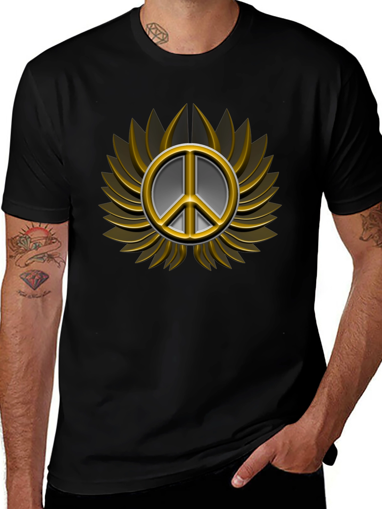 Peace Sign Graphic T-Shirt - Black
