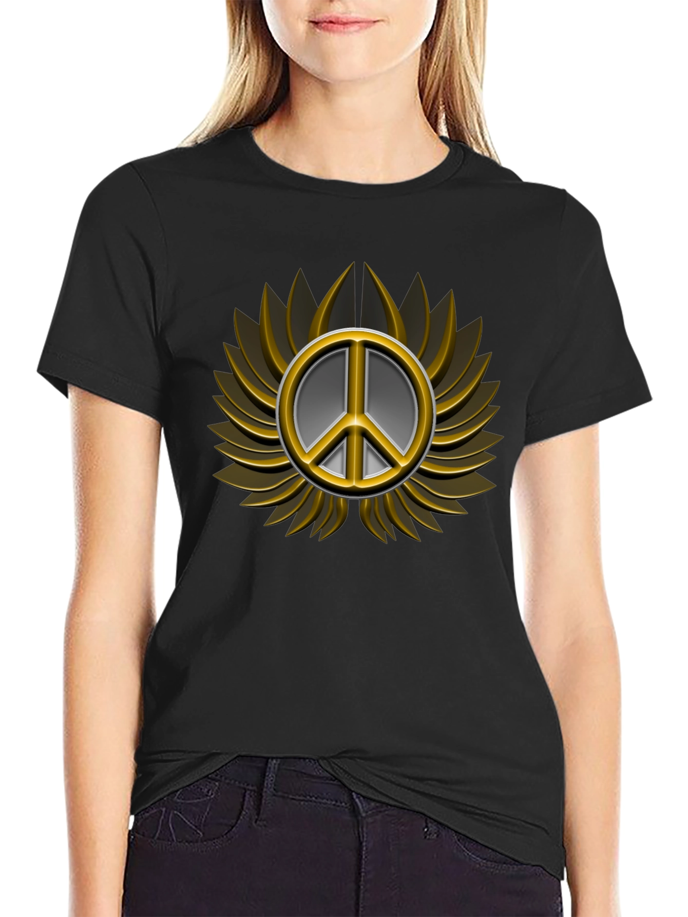 Peace Sign Graphic T-Shirt - Black
