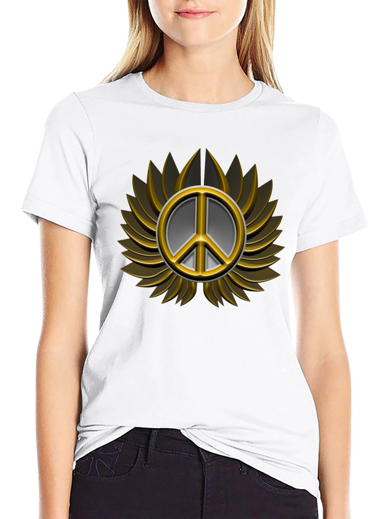 Peace Sign Graphic T-Shirt - Black
