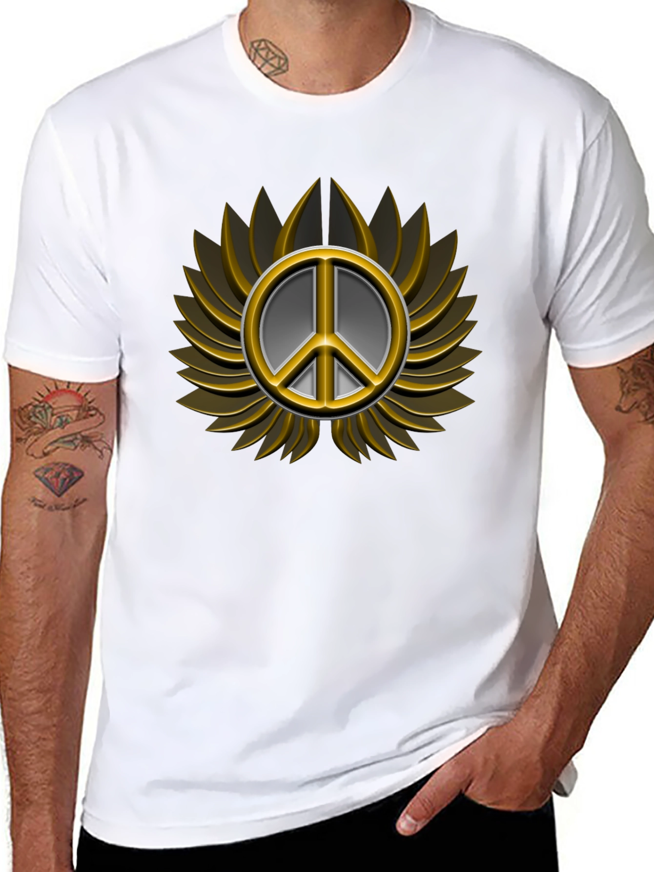 Peace Sign Graphic T-Shirt - Black