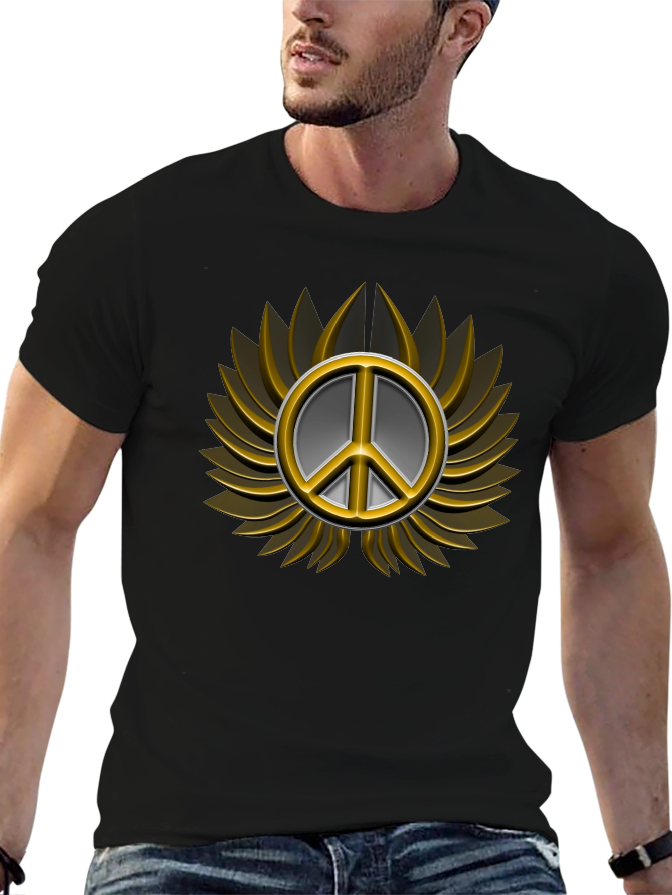 Peace Sign Graphic T-Shirt - Black
