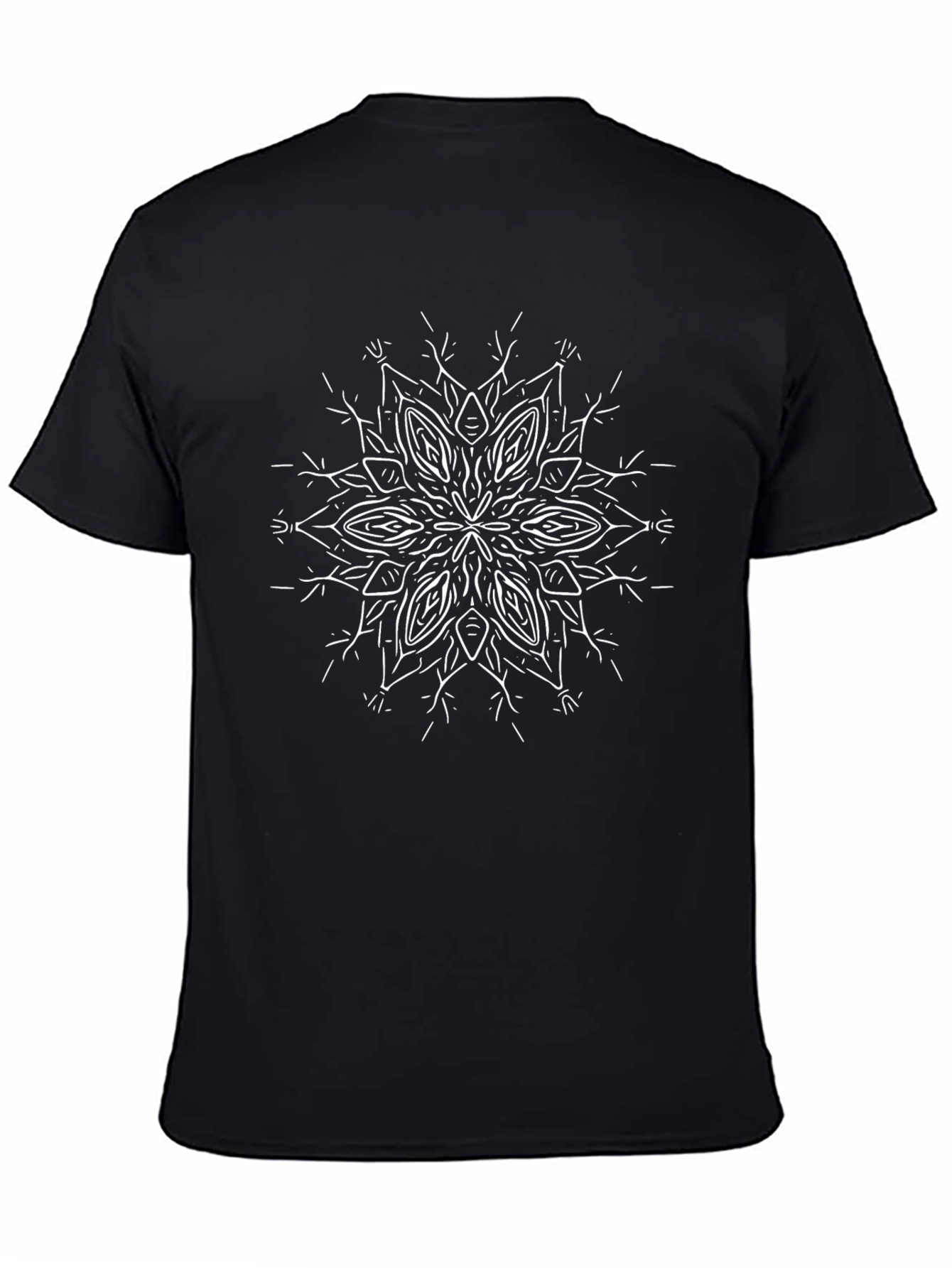Black Graphic Tee - White Mandala Design