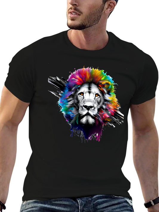 Rainbow Lion Graphic Tee - Mens Black T-Shirt