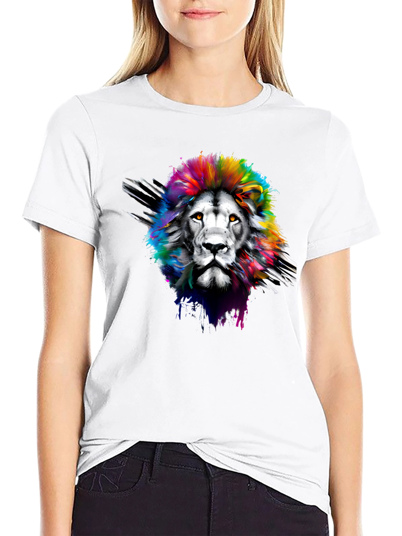 Rainbow Lion Graphic Tee - Mens Black T-Shirt