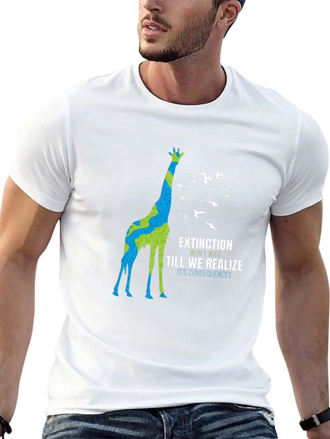 Extinction Awareness Graphic Tee - Giraffe Design