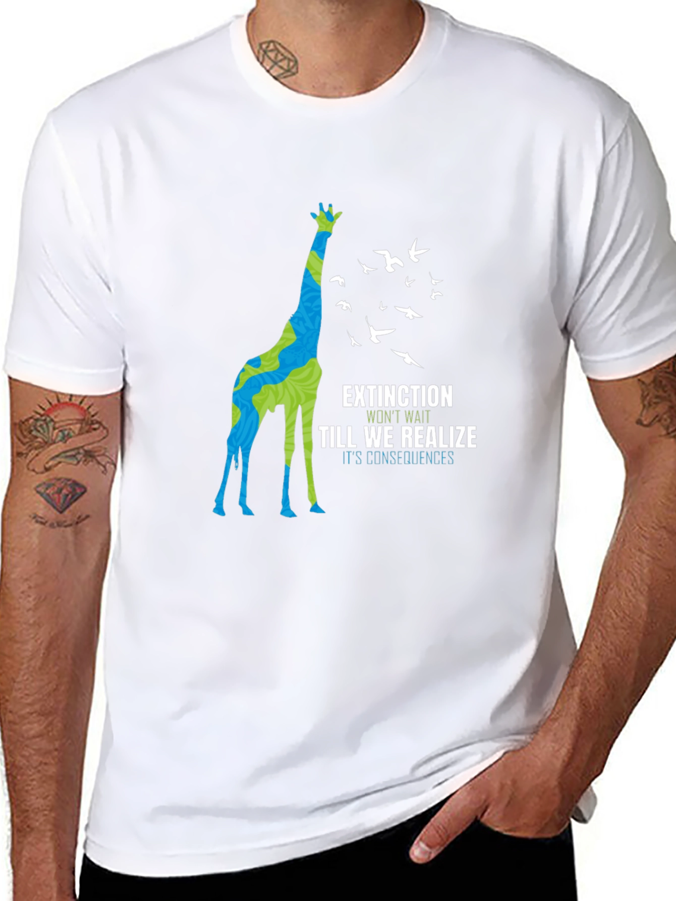 Extinction Awareness Graphic Tee - Giraffe Design