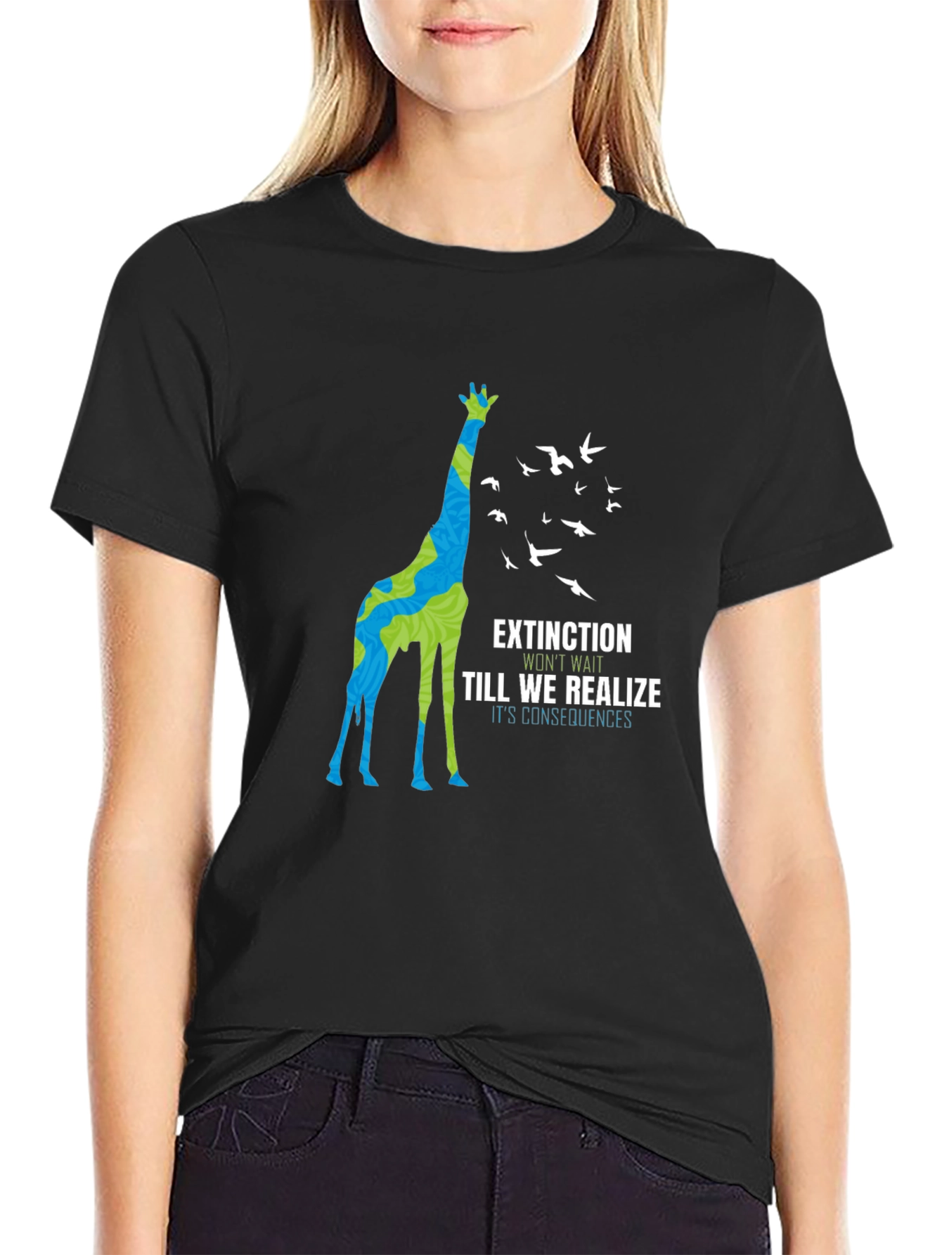 Extinction Awareness Graphic Tee - Giraffe Design