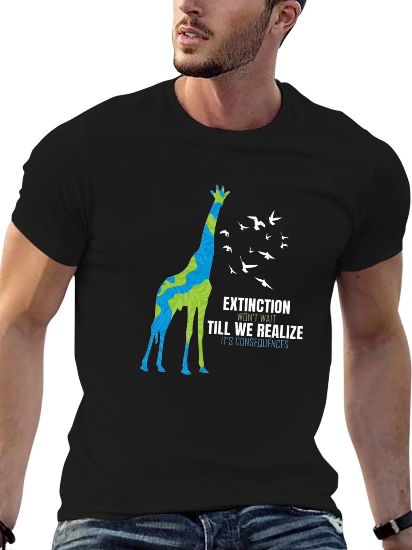 Extinction Awareness Graphic Tee - Giraffe Design