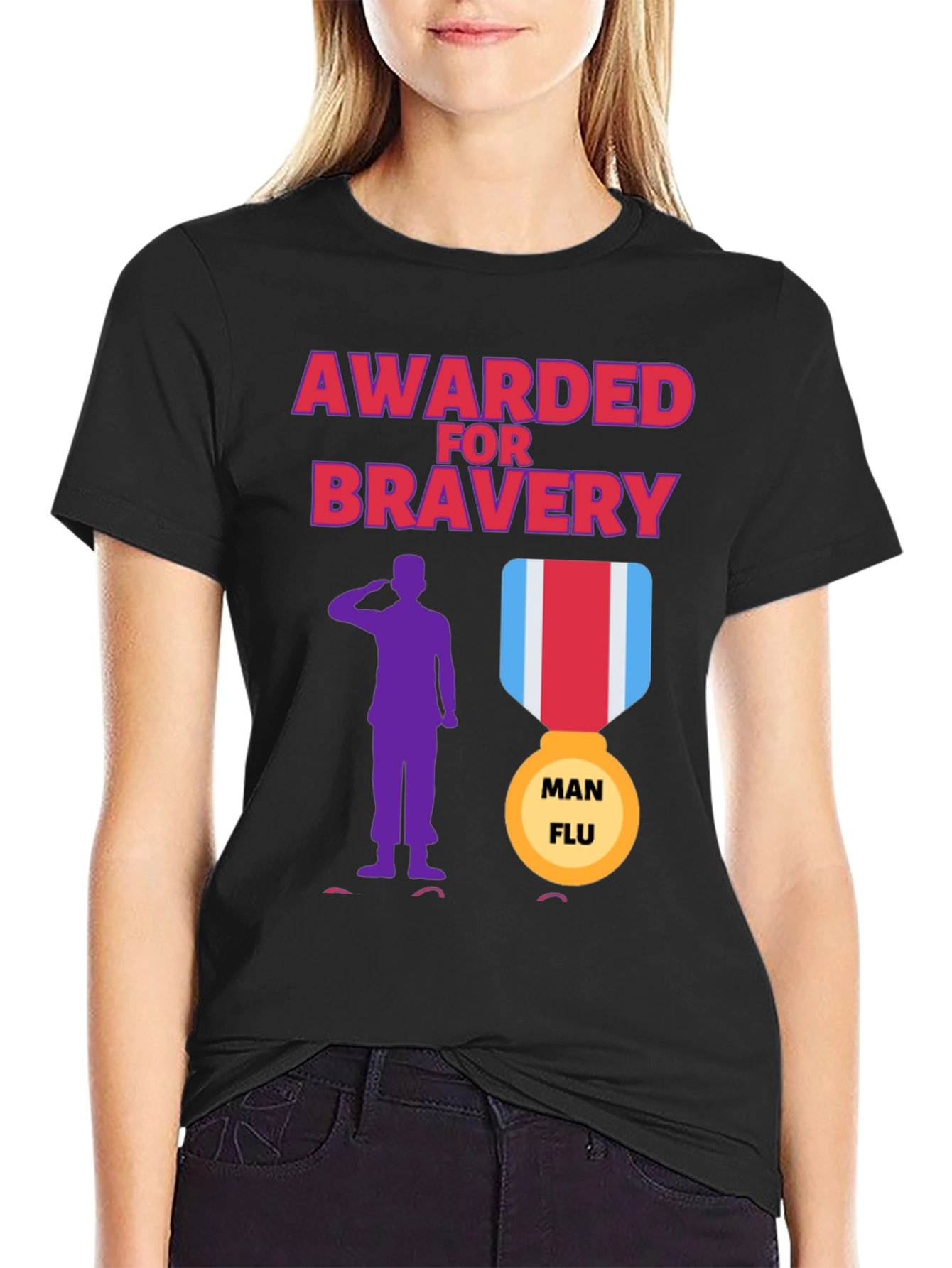 Awarded for Bravery T-Shirt - Man Flu Medal