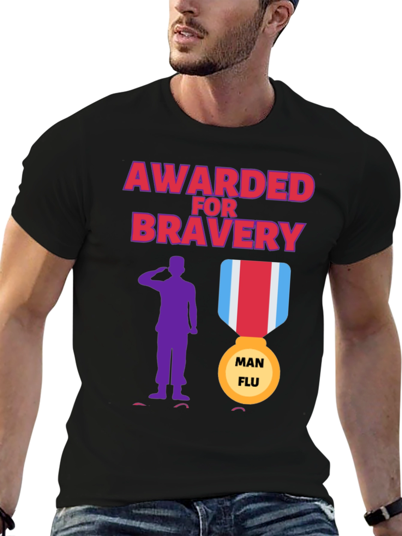 Awarded for Bravery T-Shirt - Man Flu Medal