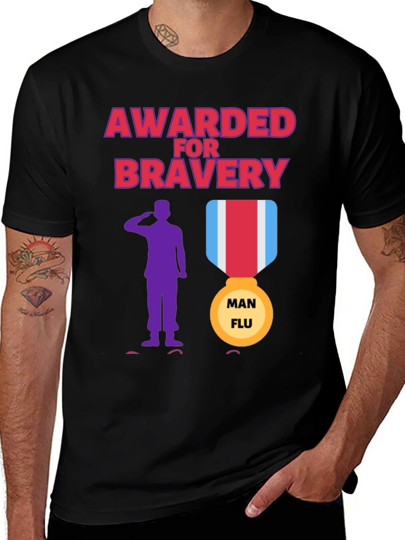 Awarded for Bravery T-Shirt - Man Flu Medal