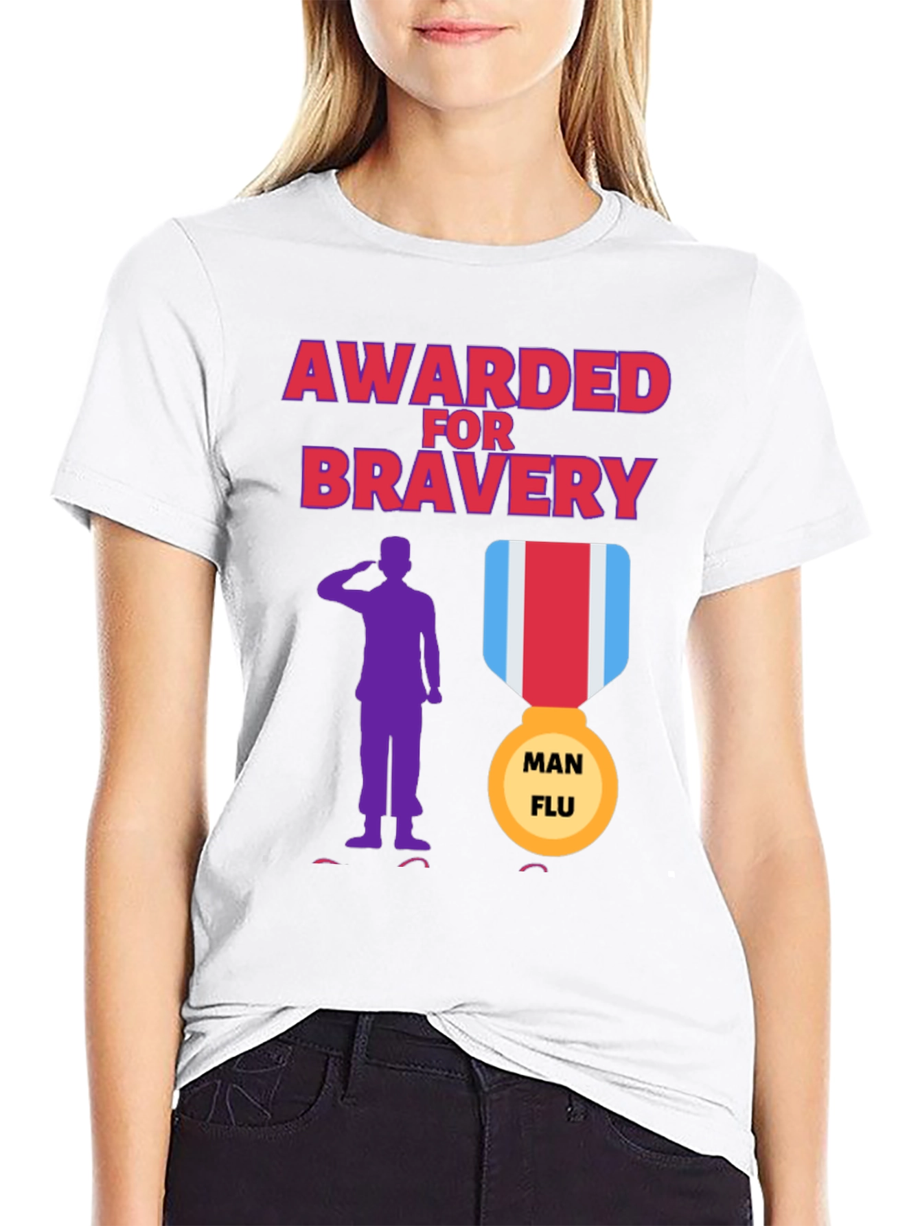 Awarded for Bravery T-Shirt - Man Flu Medal