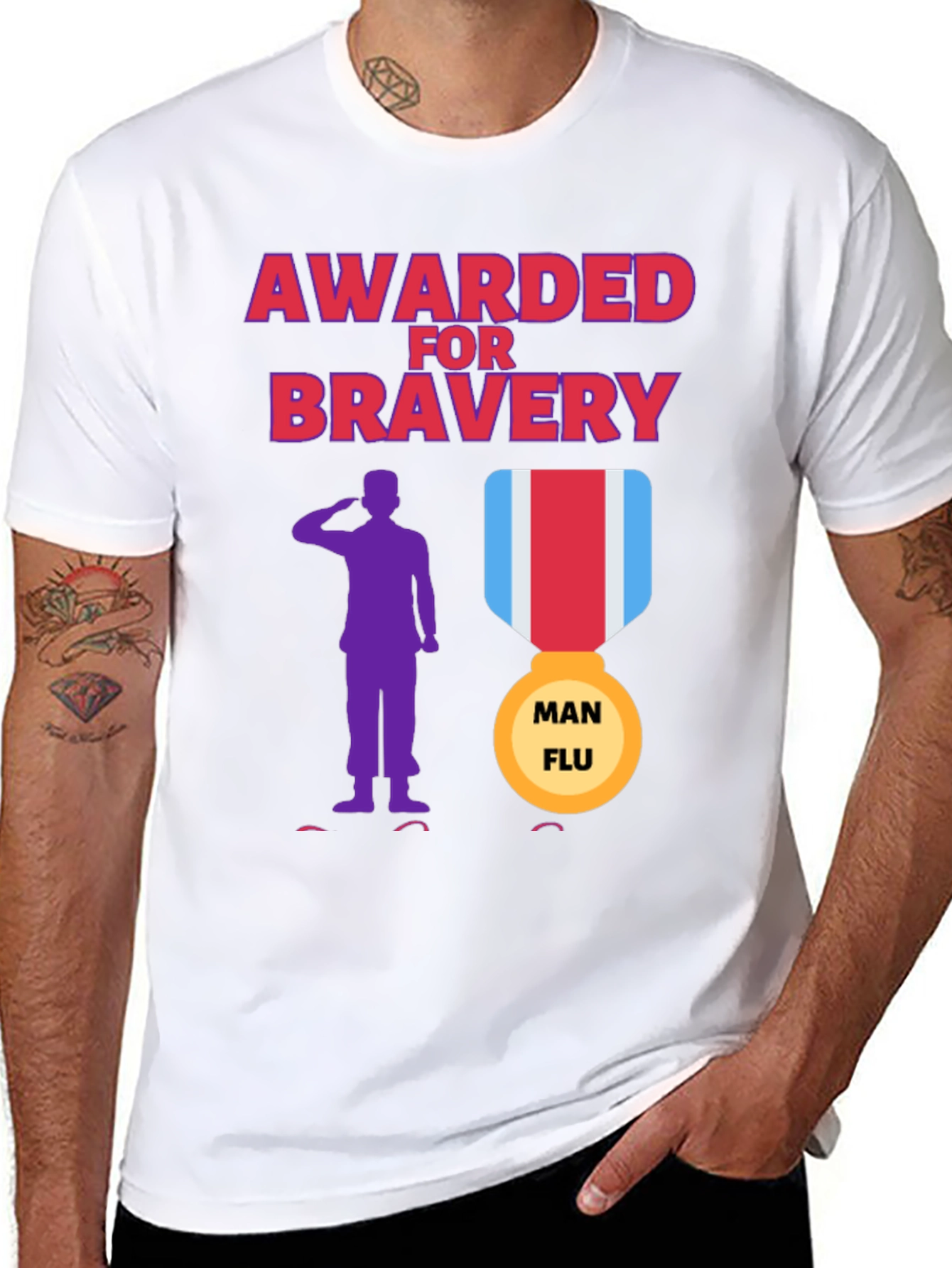 Awarded for Bravery T-Shirt - Man Flu Medal