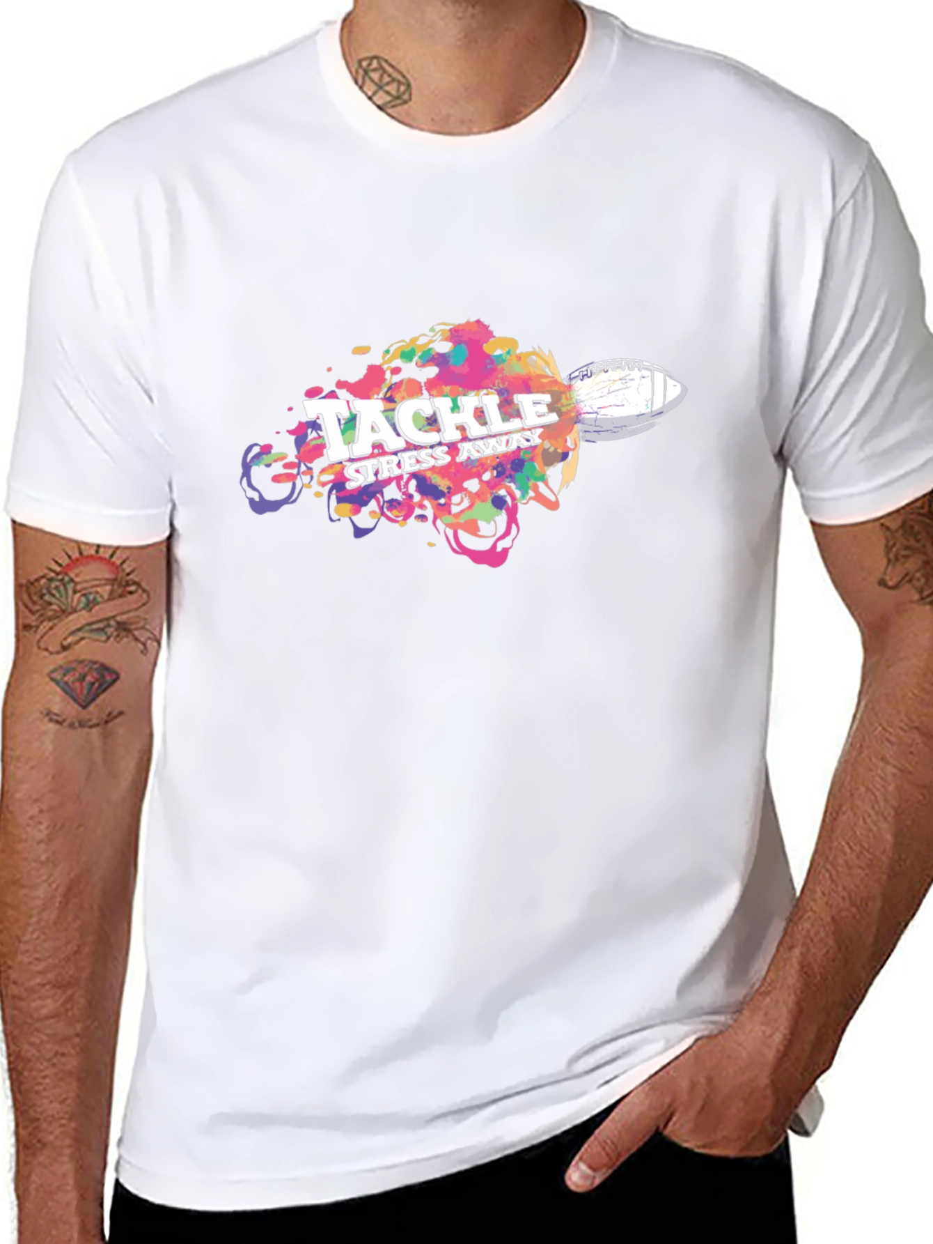 Tackle Stress Away T-Shirt - Football Design