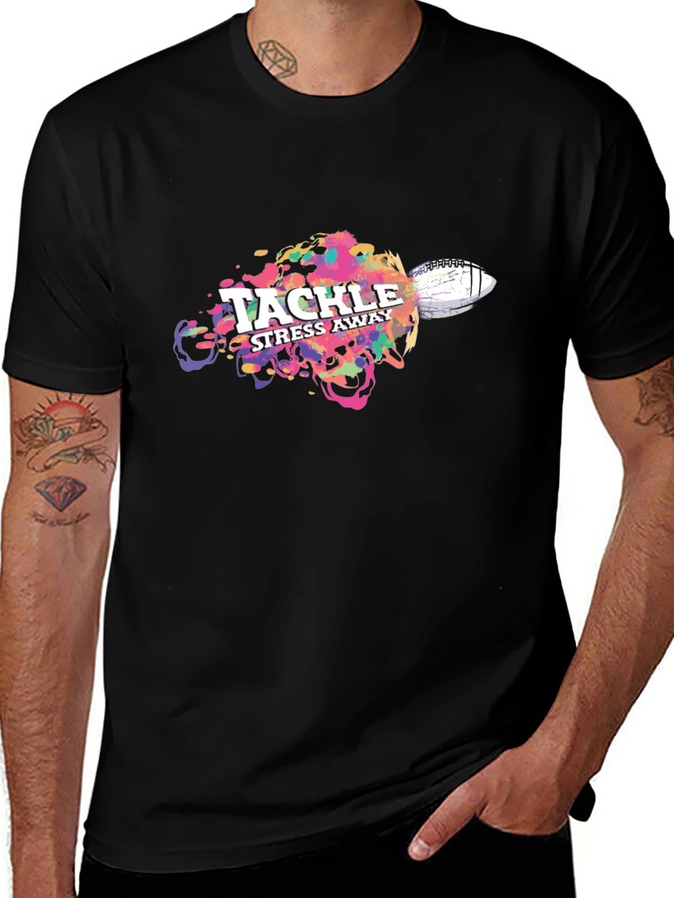 Tackle Stress Away T-Shirt - Football Design