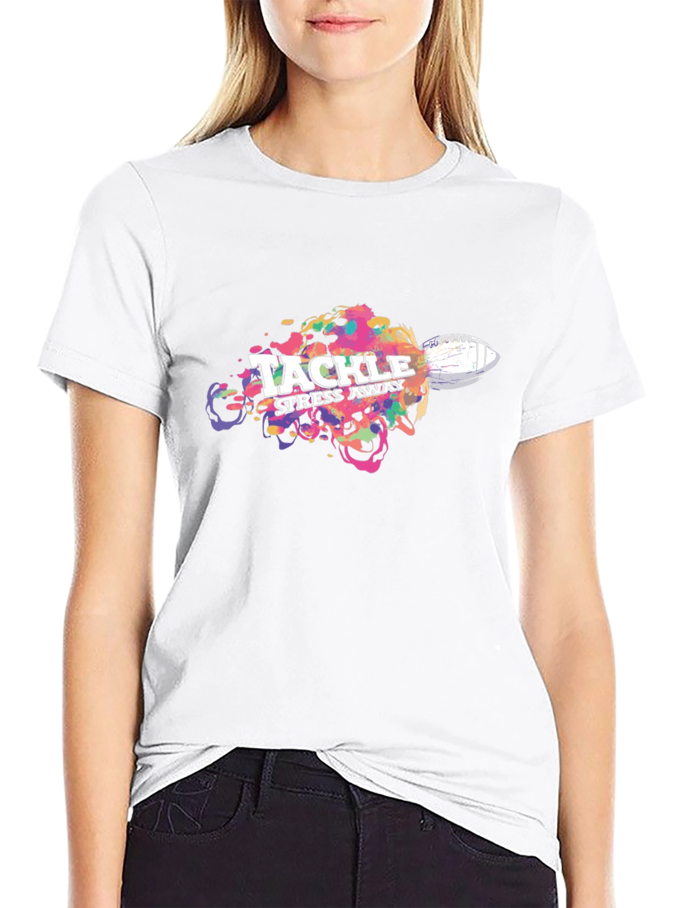 Tackle Stress Away T-Shirt - Football Design
