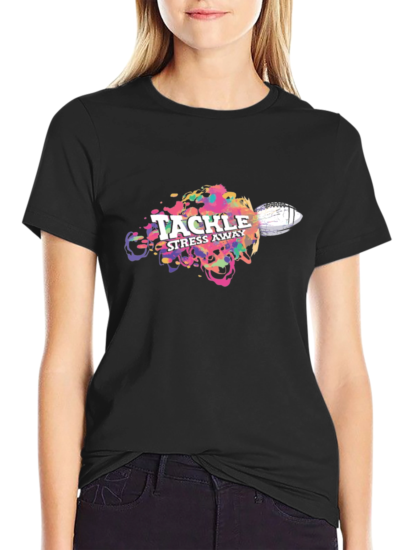 Tackle Stress Away T-Shirt - Football Design