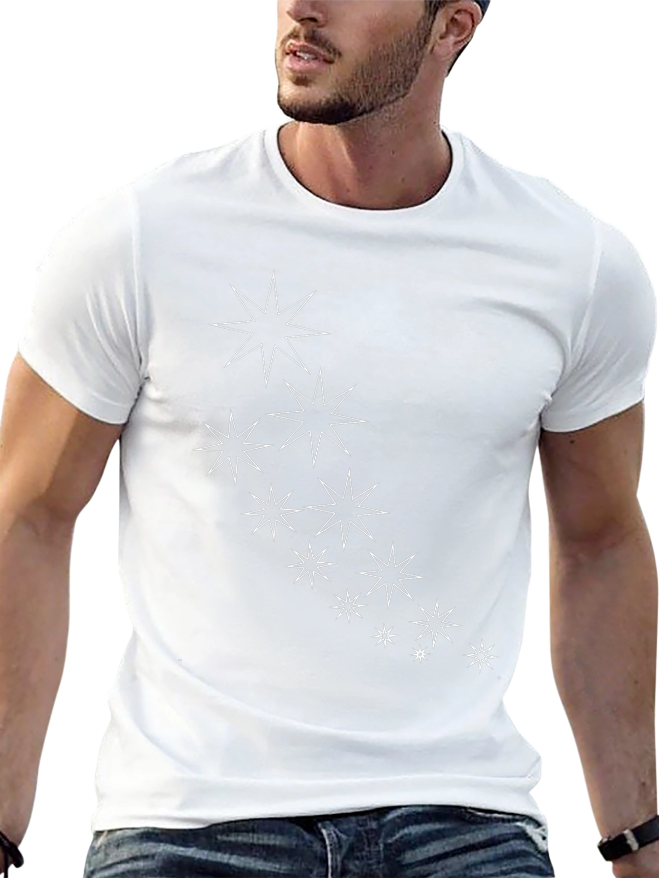 Stylish Black Tee with Star Burst Design