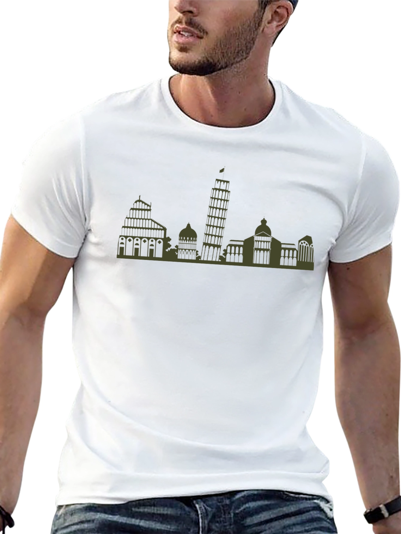 Pisa Skyline T-Shirt - Mens Black Tee