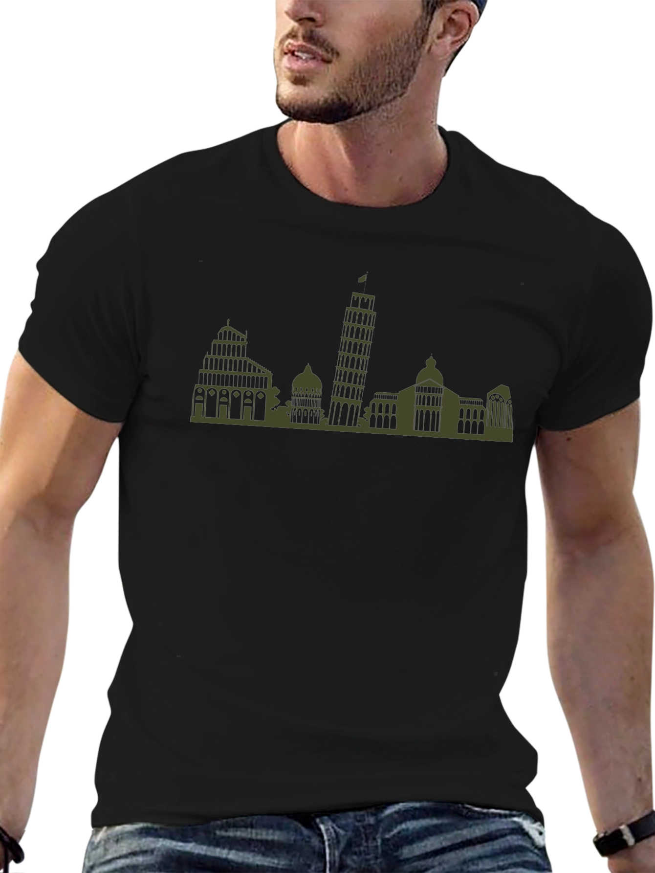 Pisa Skyline T-Shirt - Mens Black Tee