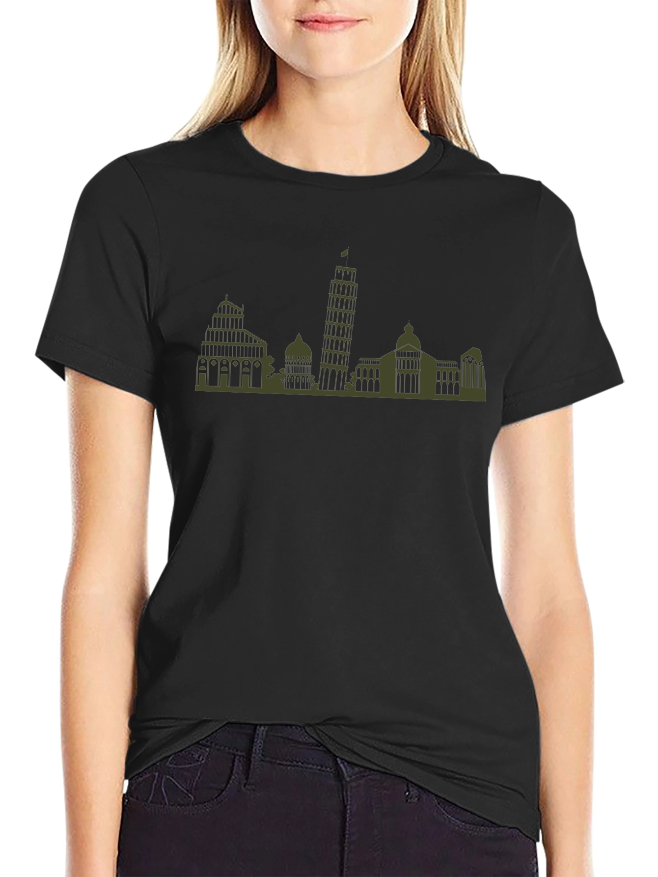 Pisa Skyline T-Shirt - Mens Black Tee