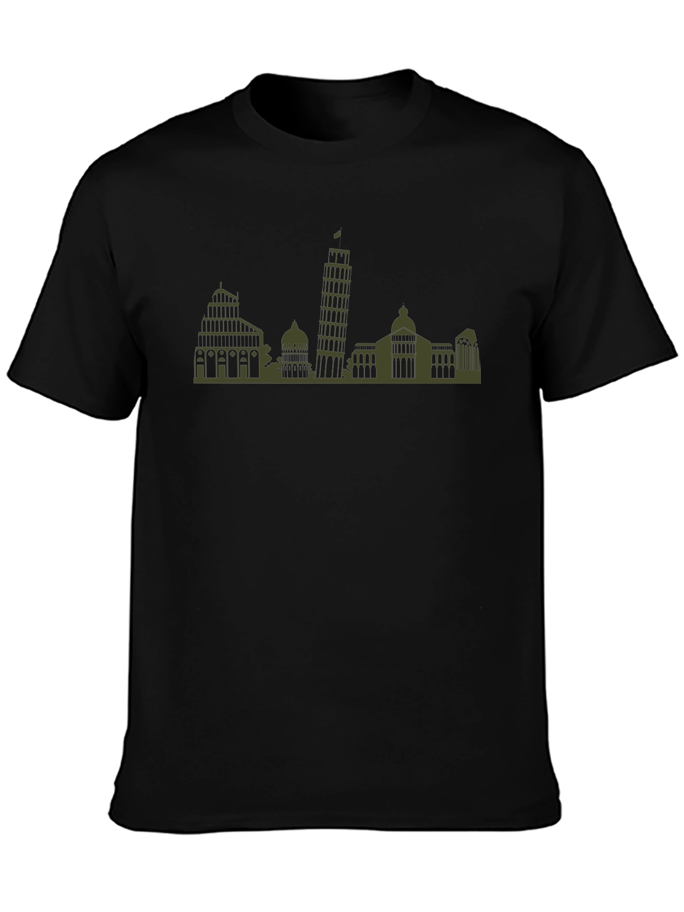 Pisa Skyline T-Shirt - Mens Black Tee